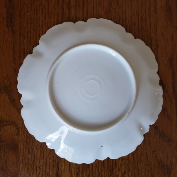 Antique RS Prussia Germany Purple Green Floral Gold Trim Footed Creamer & Saucer - Picture 8 of 8